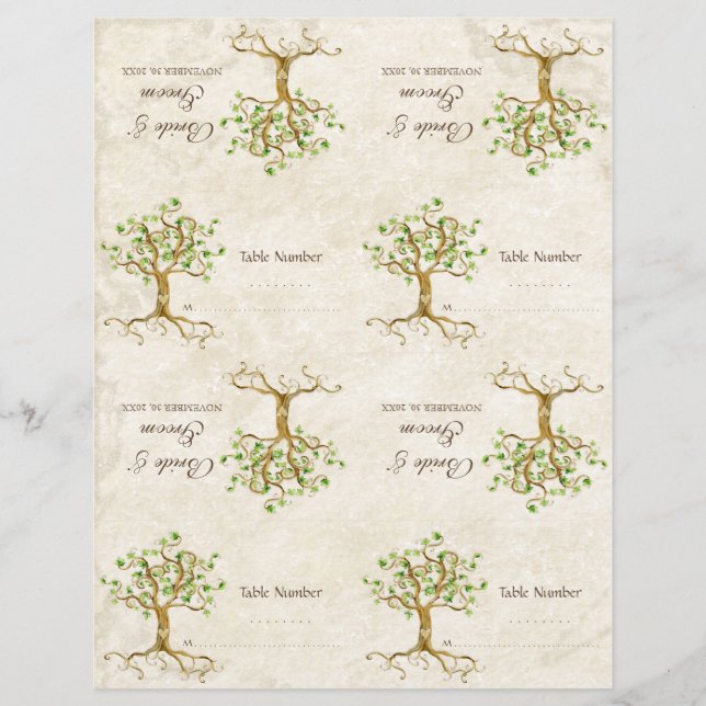 DIY-Kit - Tischkarten - Roots mit wirbelnden Baums (Vorderseite)