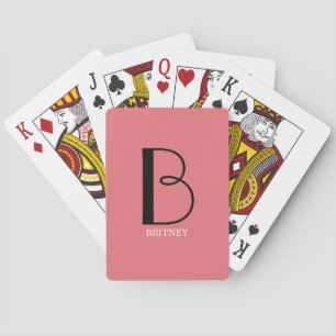 DIY Large Monogram & Name Black/White Text, Lachs Spielkarten