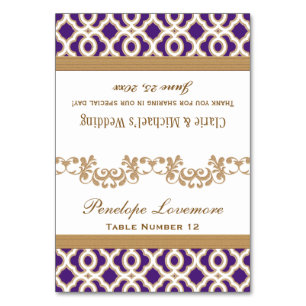 DIY Lila Gold Marokkanische Klapp-Place-Cards Tischnummer