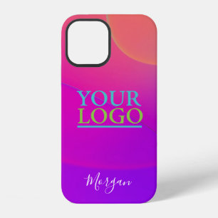 DIY-Logo, Kunstfoto gebogene Farbformen Name Weiß iPhone 12 Hülle
