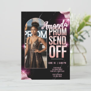 DIY Luxuriöse Prom abschicken schwarz rosa Marmor Einladung