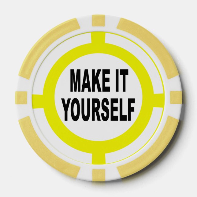 DIY macht es sich weiß und gelb Pokerchips (Vorderseite)