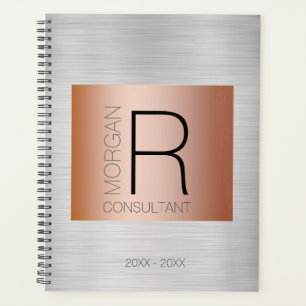 DIY Monogram Name Profession Date Rose Gold Silver Planer