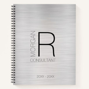 DIY Monogram Name Professionals Date, Blk Gray Sil Notizbuch