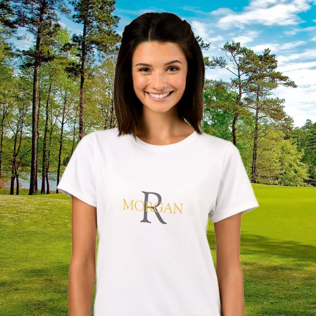 DIY Monogram & Name, trendy Gold & Grau Text Hoodie (Von Creator hochgeladen)