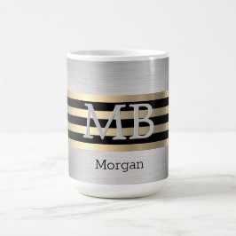 DIY Monogram & Name Yel Gold Bürstenstahl schwarz  Kaffeetasse
