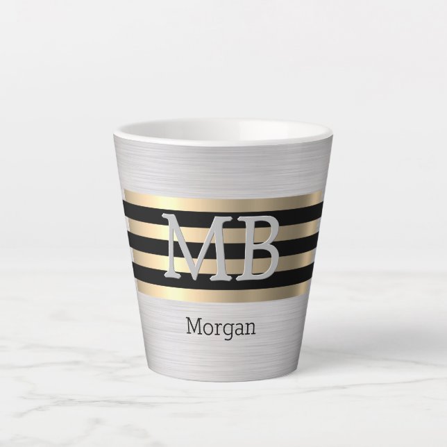 DIY Monogram & Name, Yel Gold gebürstet Silber Sch Milchtasse (Vorderseite)