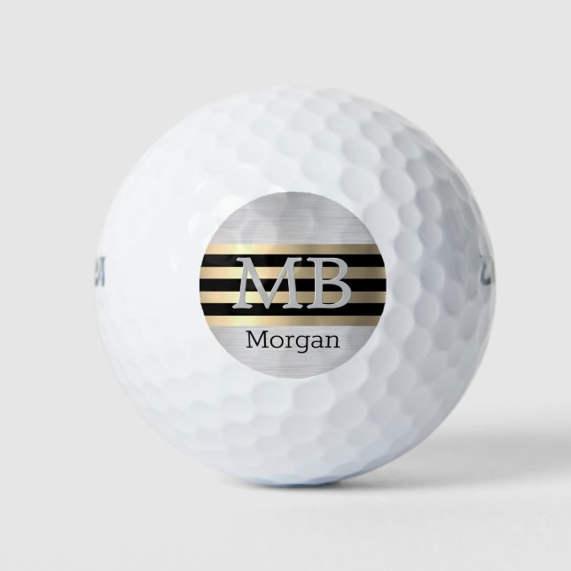 DIY Monogram & Name, Yel Gold gebürsteter Stahl Sc Golfball (Vorderseite)
