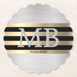 DIY Monogram & Name, Yel Gold gebürsteter Stahl Sc Untersetzer