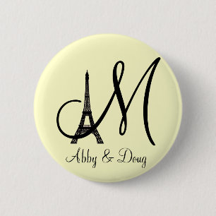 DIY Monogramm-Eiffelturmentwurf Button