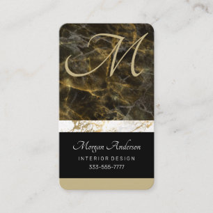 DIY-Monogramm-Info, Elegantes Schwarz/Weiß-Goldmar Visitenkarte