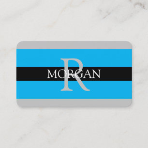 DIY-Monogramm-Name-Info Schwarz Grau Himmelblau St Visitenkarte