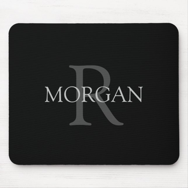 DIY-Monogramm & Name, Klassisch Schwarz mit grauem Mousepad (Vorne)