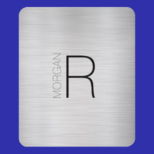 DIY Monogramm Name, Schwarz Grau, Gebürstetes Silb Mousepad