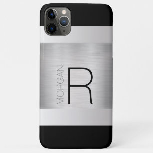 DIY-Monogramm-Name, schwarzer grauer Text, gebürst Case-Mate iPhone Hülle