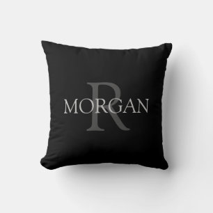 DIY-Monogramm & Name, trendiges Schwarz mit grauem Kissen
