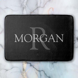DIY Monogramm und Name, klassisch schwarz mit grau Badematte