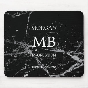 DIY Name Initials Professionals, Black & Gray Marm Mousepad