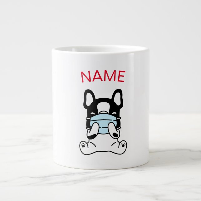 DIY NAME NIEDLICH FRANZÖSISCH BULLDOG PUPPING MIT  Jumbo-Tasse (Vorderseite)