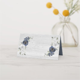 DIY Navy Blau Silber Grau Holz Blumen Hochzeit Platzkarte