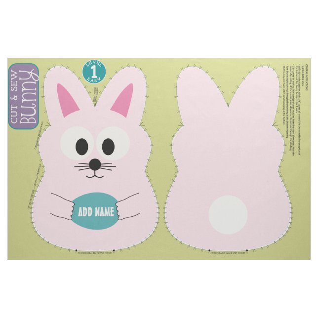 DIY Niedlich Bunny Stuffe Animal Individuelle Name Stoff (Fat Quarter (45,7 x 55,9 cm))