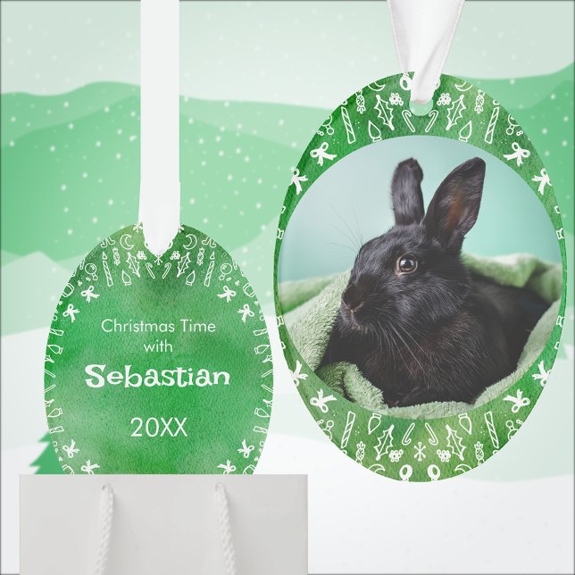 DIY Rabbit on Green Oval Christmas Ornament (Von Creator hochgeladen)
