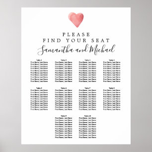 DIY Red Heart 10-Table Hochzeitstabelle Poster