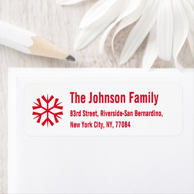 DIY Red Snowflake Weihnachtsfeiertag Rücksendeadre (Insitu)