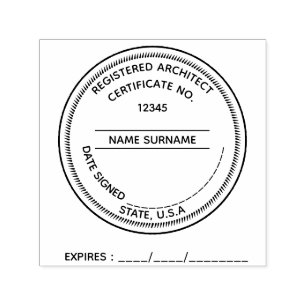 DIY Registered Architect LLC Ablaufdatum CUSTOM Permastempel