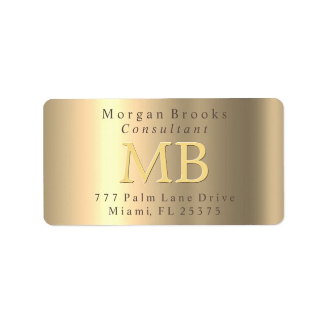 DIY-Rücksendeadresse, Monogramm, Gelbes Gold Adressaufkleber (Vorne)