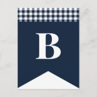 DIY Rustic Blue Kariert Letter Bunting Postcard