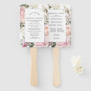 DIY Rustic Pink Floral Wedding Program Fächer