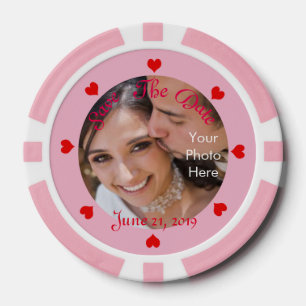 DIY ~ SAVE THE DATE Hochzeit Poker Chips Red Heart