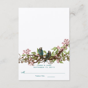 DIY, Sie punkten und falten Pink Vintage Vögel Pla RSVP Karte