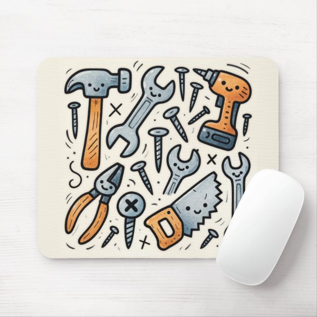 DIY Tools Doodle Cartoon Mousepad (Mit Mouse)