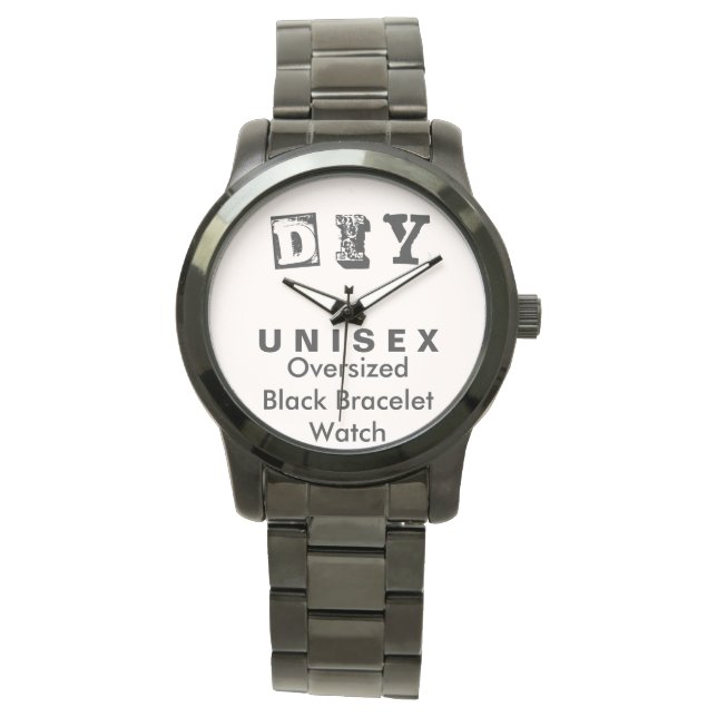 DIY - Unisex Oversified Black Bracelet Watch Women Armbanduhr (Vorderseite)