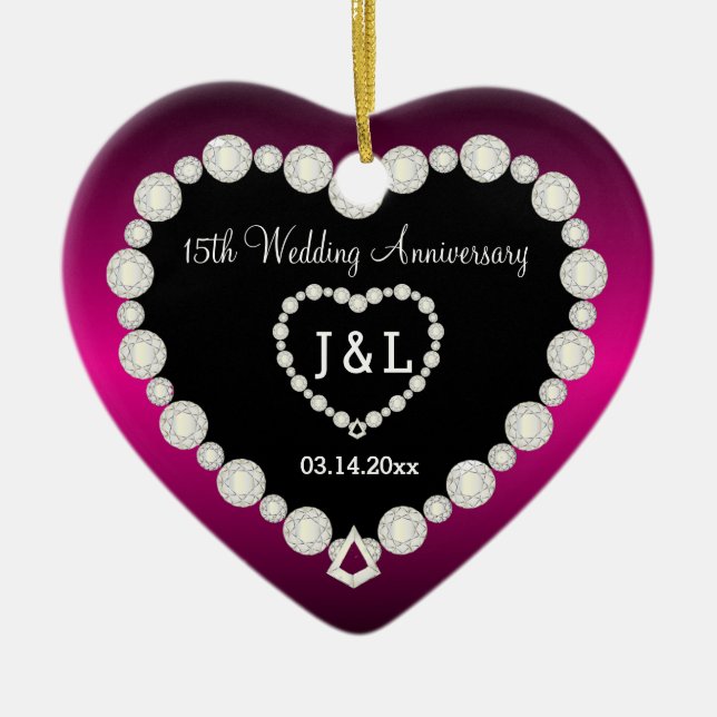 DIY Wedding Jubiläum in Fuchsia & Imitate Diamonds Keramik Ornament (Vorne)
