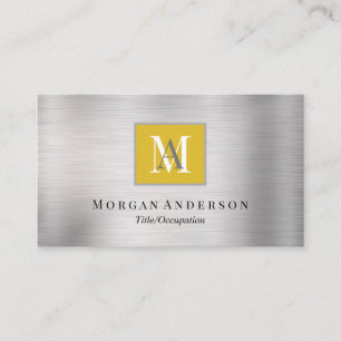 DIY White/Gray Monogram Name, Gold & Silver Visitenkarte