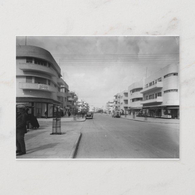 Dizengoff Street in Tel Aviv in den 1930er Jahren Postkarte (Vorderseite)