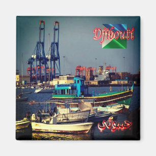 DJ004 DJIBOUTI Port, Afrika, Kühlschrank Magnet