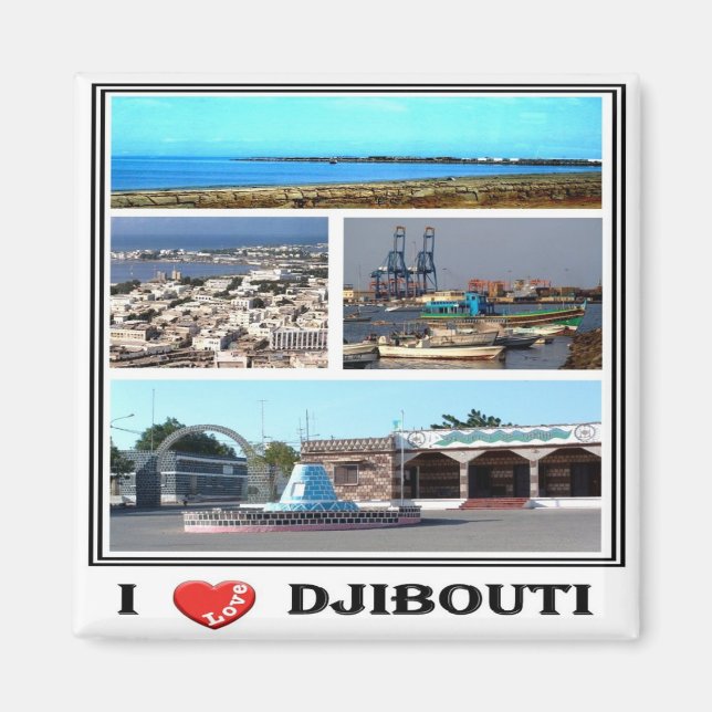 DJ007 DJIBOUTI I Liebe, Mosaik, Afrika, Kühlschran Magnet (Vorne)
