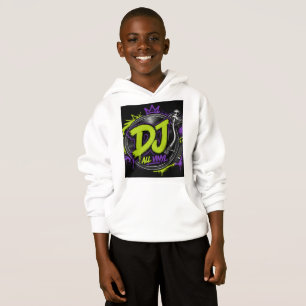 DJ All Vinyl Kids Hoodie Front-Back-Logo