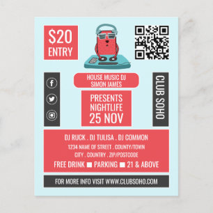 DJ am Deck Cartoon, Beruflich DJ Advert Flyer