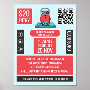 DJ am Deck Cartoon, Beruflich DJ Advert Poster