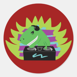 Dj-asaurus Rex Runder Aufkleber