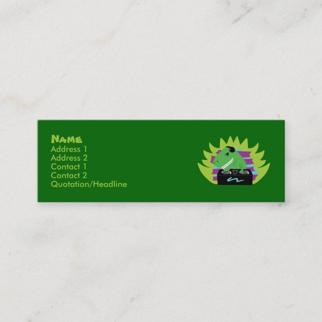 Dj-asaurus Rex T-Rex DJ-Visitenkarten Mini Visitenkarte (Vorderseite)