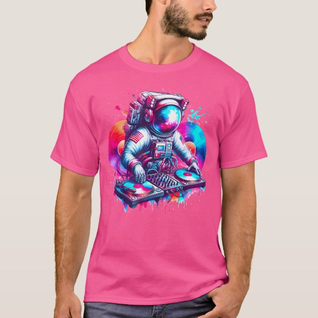 Dj Astronaut Edm Music Djing Spaceman Psytrance Te T-Shirt (Vorderseite)