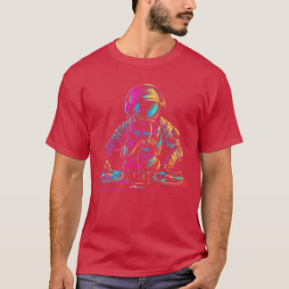 DJ Astronaut Space EDM Mechno House Musik Vinyl-Em T-Shirt