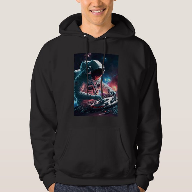 DJ Astronaut Turntable in Space Graphic for Men an Hoodie (Vorderseite)