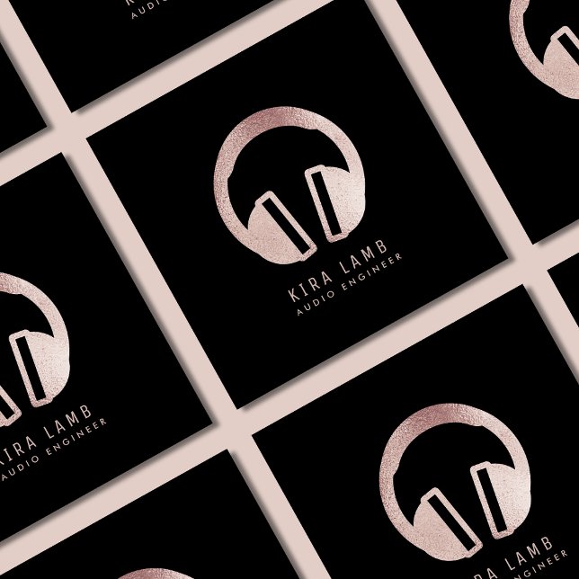 Dj Audio Engineer Headphone Rose Gold Glitzer Quadratische Visitenkarte (Von Creator hochgeladen)